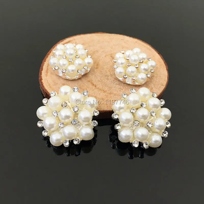 Newest Mini Order 22mm 16mm 10 Pieces Flatback Pearls Cluster Button Crystal Embellishment Without Holes | Украшения и аксессуары