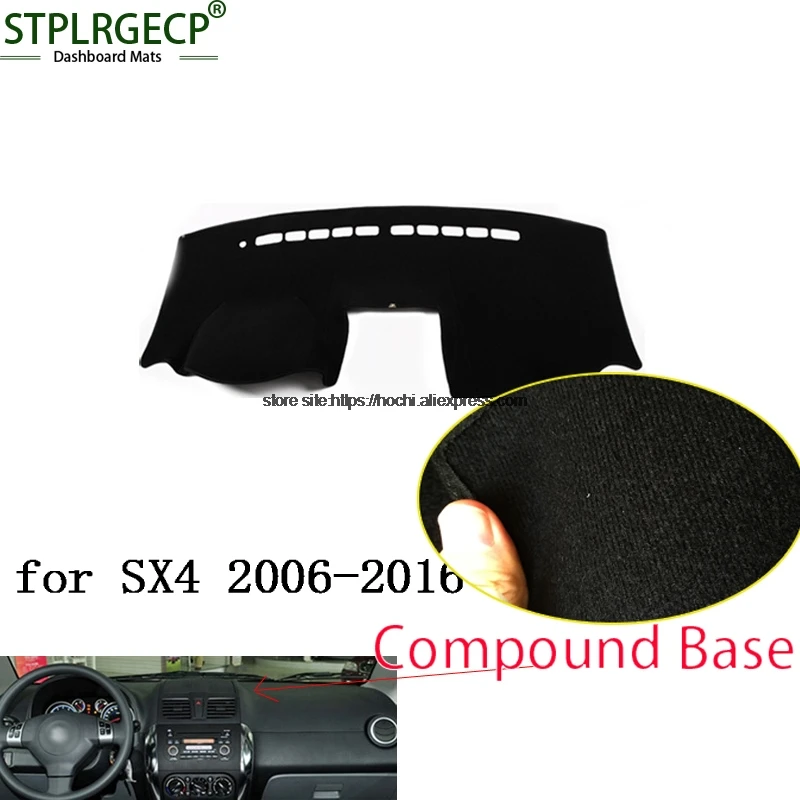 

STPLRGECP double layer Black Dash Mat For Suzuki SX4 2006-2016 Dashmat Black Carpet Car Dashboard Automotive interior Mats