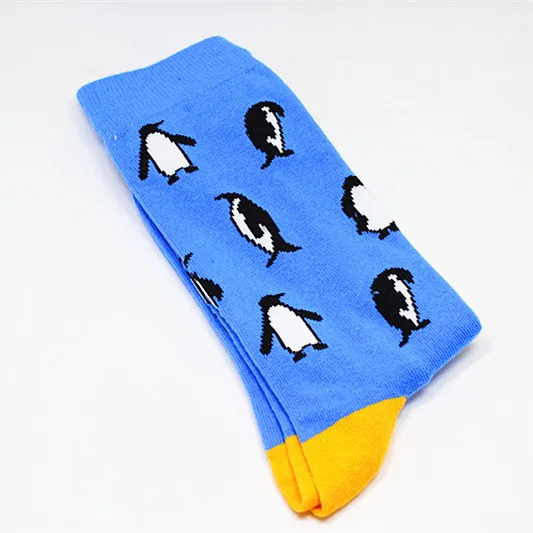 Носки с рисунком PacMan, фолифора, пингвин, кактус, головоломка, тигр, носорог, ласточка, панда, будильник, радио, Мультяшные мужские хлопковые носки