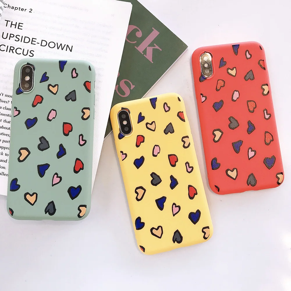 KIPX1116_8_JONSNOW Phone Case for iPhone X XS XR XS Max 6 6S 7 8 Plus Painted Heart Leopard Style Frosted Soft Silicone Cover Cases Capa Fundas