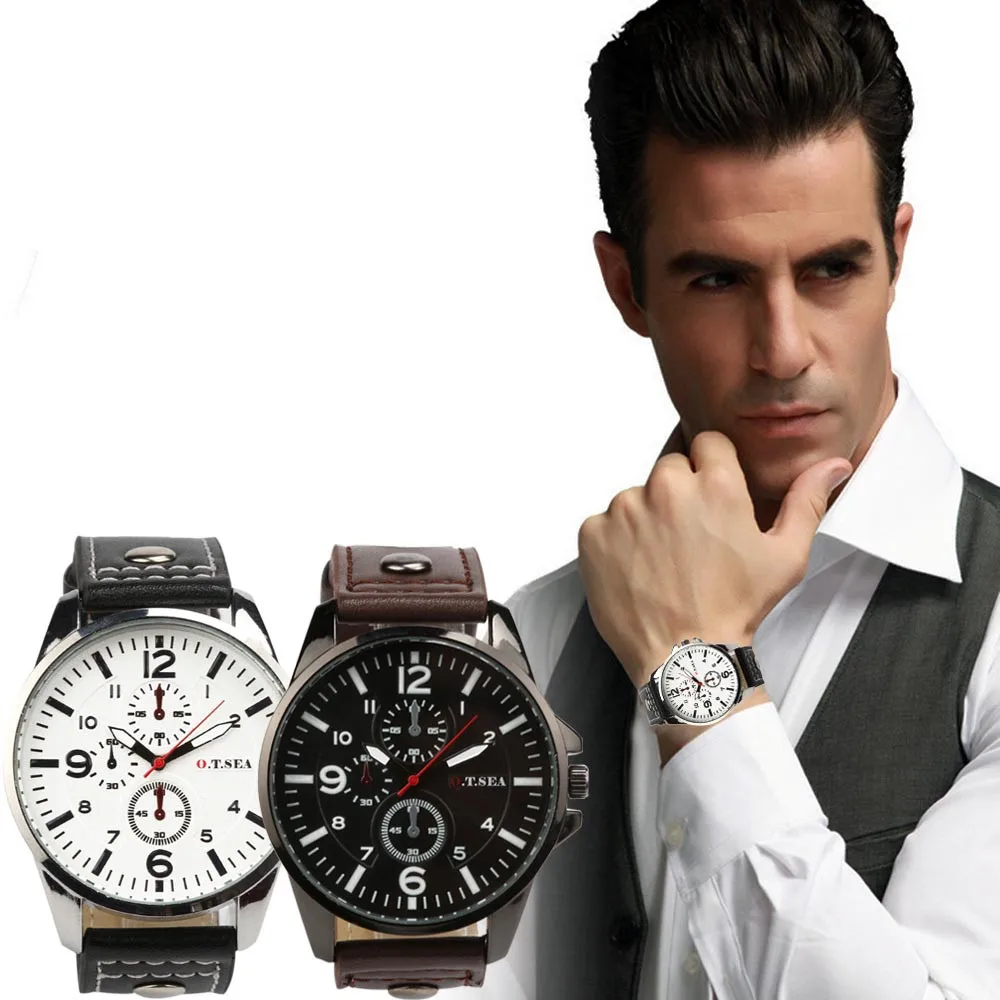 

2018 Men's Belt Watch 1pcs Simple Three-eye Alloy Black or White Digital Dial Dial Quartz Business Watch relogio feminino a60