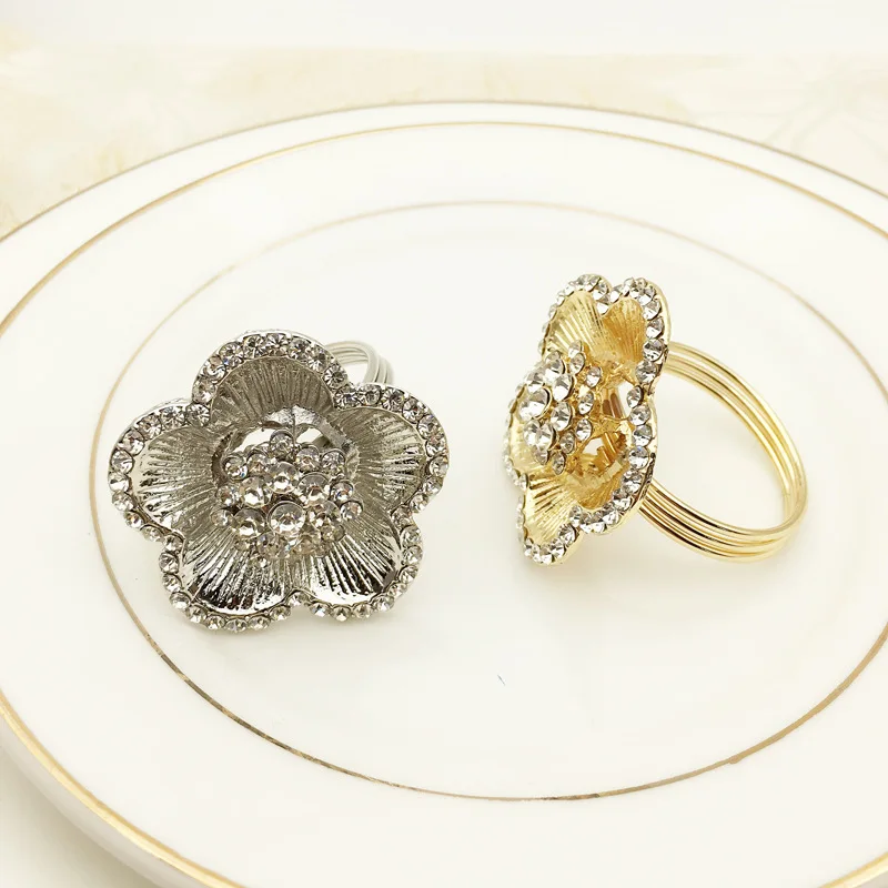 

6PC Western napkin ring flower-shaped napkin ring napkin buckle alloy mat towel ring