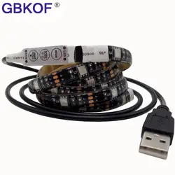 5050 RGB Светодиодные ленты Водонепроницаемый DC 5 В USB свет полосы гибкий Клейкие ленты 50 см 1 м 2 м с 3 кнопок пульта дистанционного управления