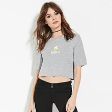 Women Funny Expression MONDAYS Printed Cropped T Shirt Short Sleeve Crop Shirt Casual Blusas Femininas European Tops E927