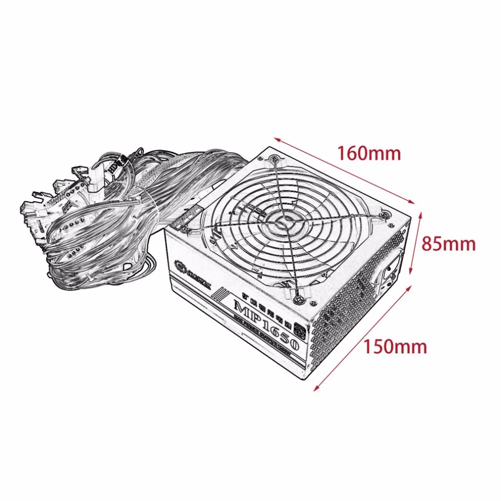 1600 Вт модульный источник питания для 6 GPU Eth Rig эфириум монета Шахтерская машина с низким уровнем шума охлаждающий вентилятор для шахтера и сервера