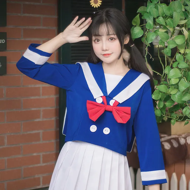 Новый японский/корейский милый костюм моряка для девочек школьная униформа для студентов короткие/длинные рубашки + юбка + наборы галстуков