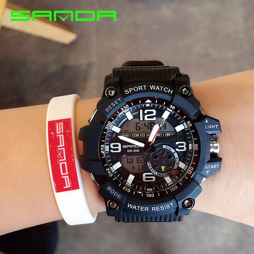 G Style Shock Sanda водонепроницаемые спортивные часы мужские кварцевые цифровые