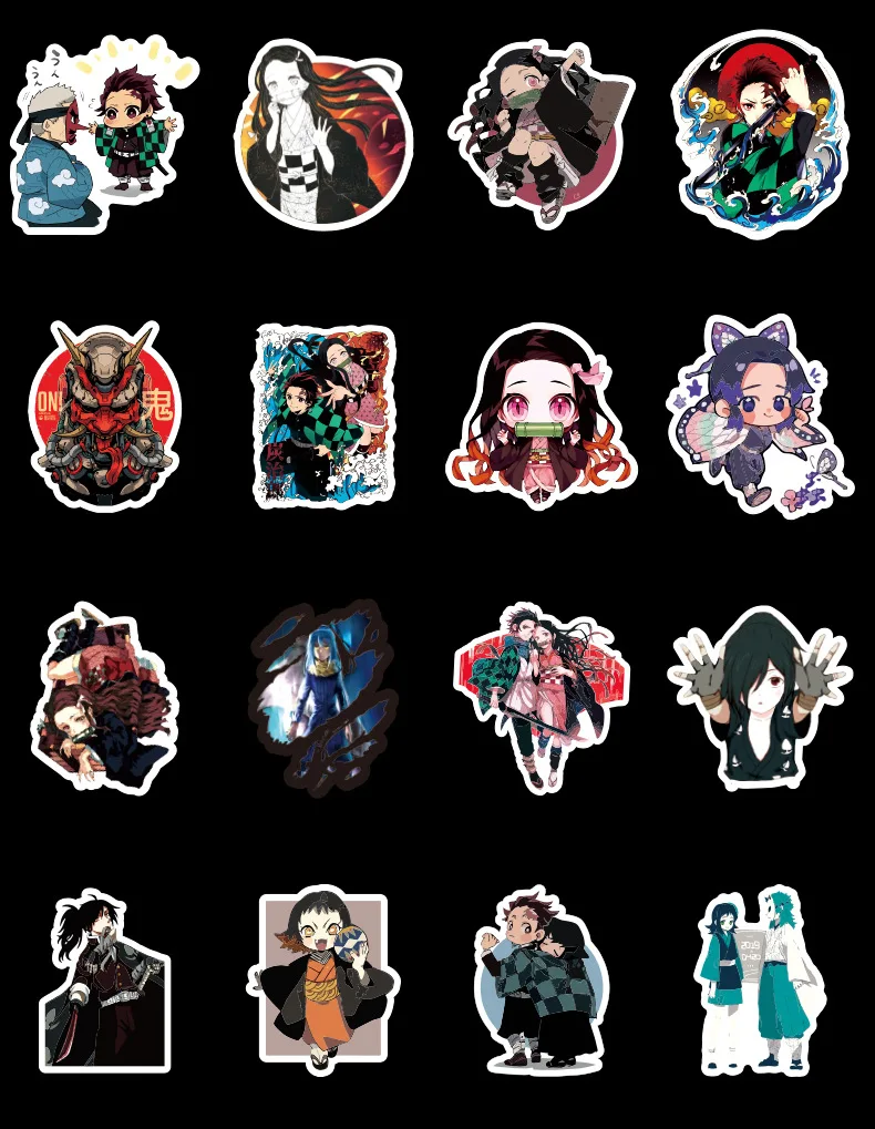 50pcs Demon Slayer: Kimetsu no Yaiba Anime Sticker Stickers PVC Graffiti Stickers Suitcase Luggage Guitar For Children Toys F3