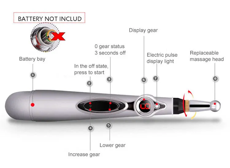 Meridian Energy Pen With 3 Replaceable Massage head Electric Acupuncture Magnet Therapy Heal Massage Pen 9 Grades Adjustable (10)