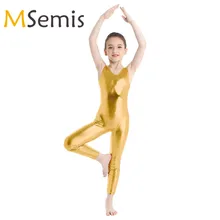 Гимнастический купальник для детей; трико для девочек; купальный костюм; детский купальный костюм без рукавов; Блестящий Комбинезон; Одежда для танцев