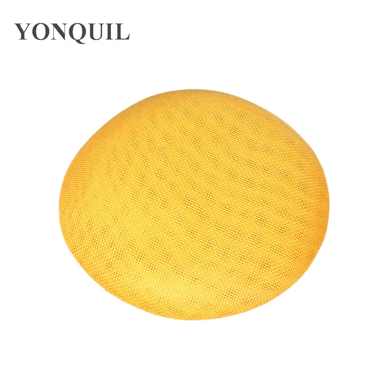 Round 15 CM Imitation Sinamay Yellow Fascinator Base Women Party Fascinator Derby Hat Base Fascinators 10Pcs/Lot