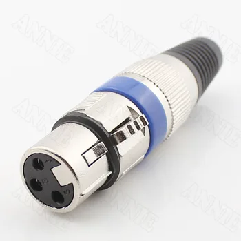 

10pcs/lot Blue Swiss Female XLR K Ferrous Socket Cannon Microphone Plug 3 Pin Jack