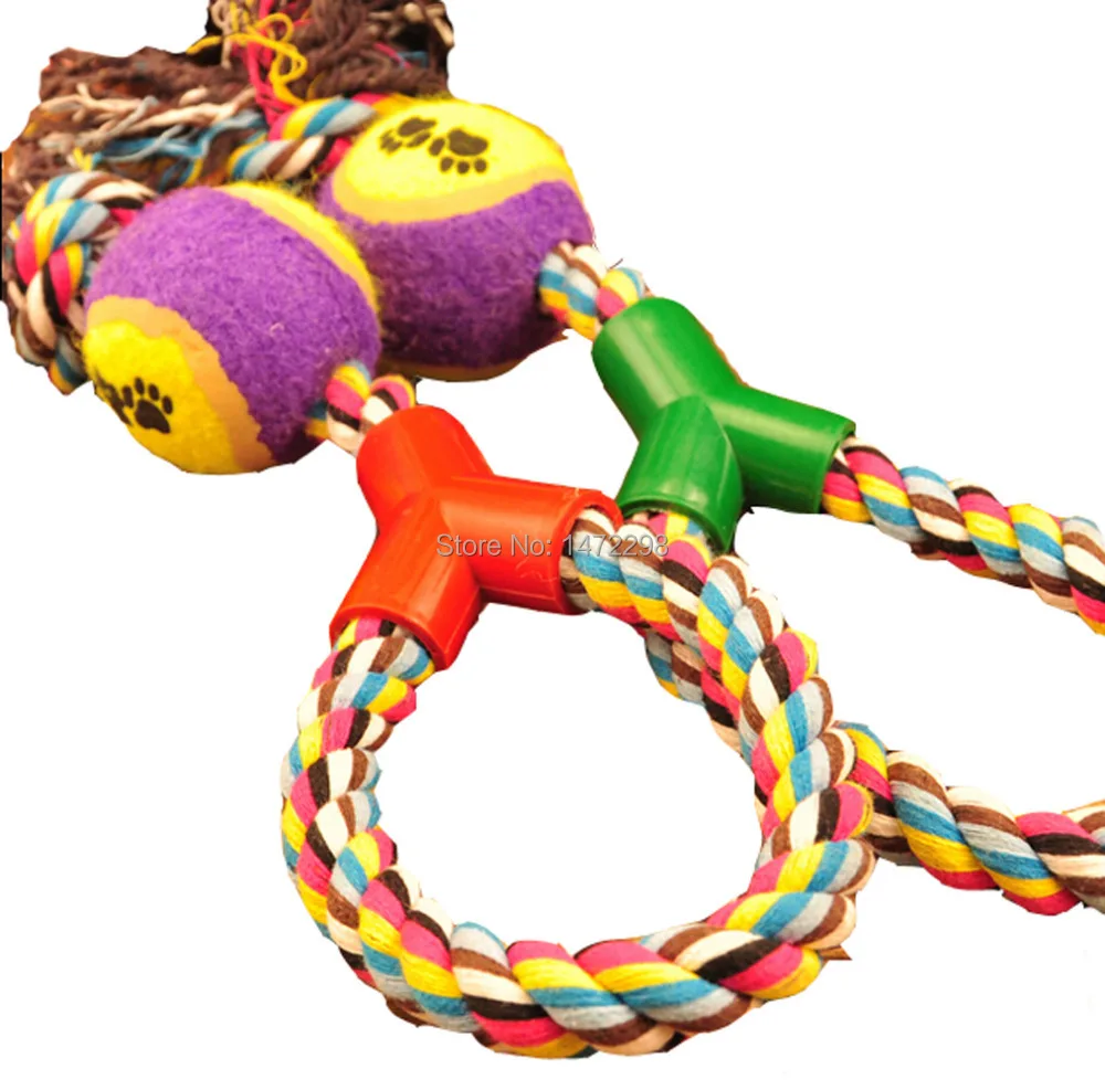 Braided Rope Tennis Ball Grinding Clean Teeth Playing Chew