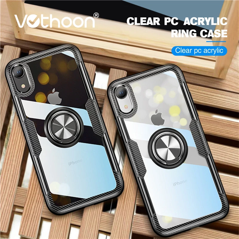 

Vothoon Magnetic Ring Silicon Phone Case For iphone Xs Max Xr Transparent Shockproof Case Cover For iphone 8 7 6s Plus Case