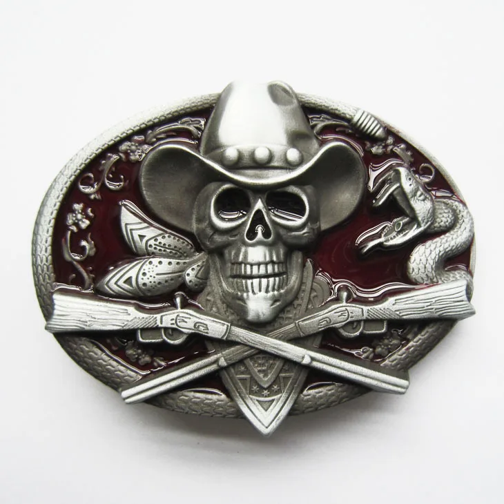 Розничная Hebilla De Metal Para Cinturon револьверов Y Calavera ремень пряжка BUCKLE-SK036 - Цвет: Red Enamel