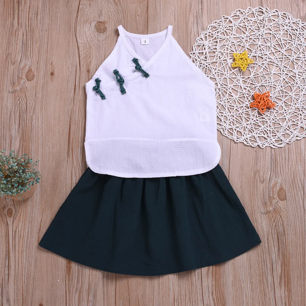 

MUQGEW Toddler Kids Baby Girl Outfit Clothes Sleeveless T-shirt Tops+Short dress Set party cute roupa infantil menina #sg