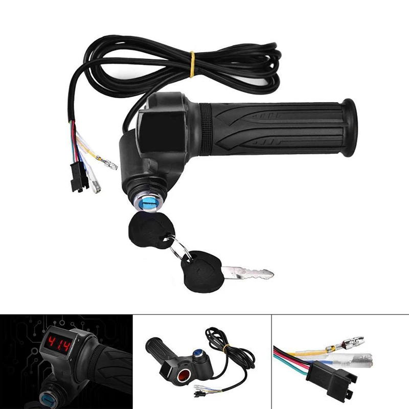 24 36 48 60 72V LED Digital Meter Electric Bike Scooter Throttle Grip-Handlebar