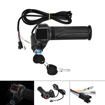 

1 Pair LED Digital Meter Electric Bike Scooter Throttle Handlebar Left And Right With Keys For 12 24 36 48 60 72V