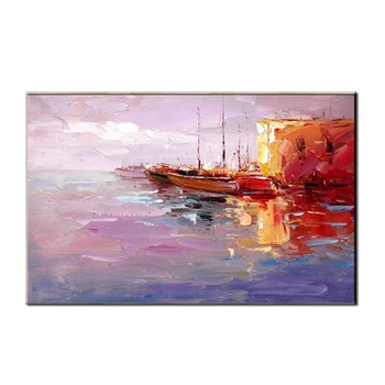 

Abstract Sea Boat Hand Painted Canvas Art Oil Painting Art Home Wall Decor Living Room Decoration Art Modern Painting Wall Art