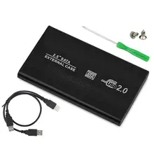 SHUOLE 2,5 дюймовый внешний корпус для жесткого диска, металлический чехол для внешнего накопителя Sata-USB 2,0, жесткий диск с usb-кабелем