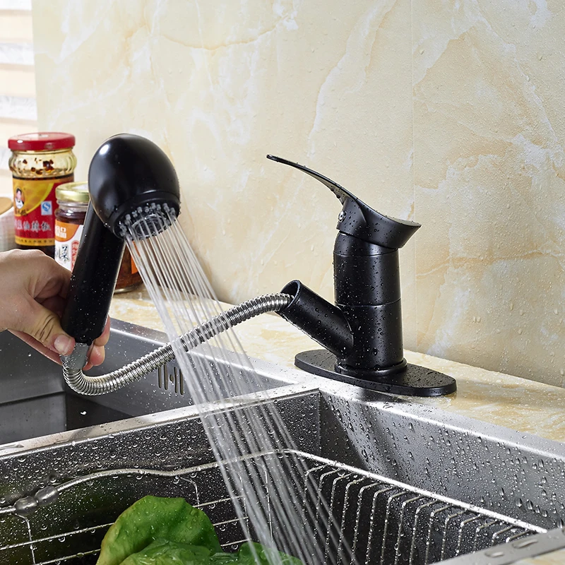 Luxury Kitchen Sink Faucet Single Handle/ Hole Mixer Tap with Cover Plate Oil Rubbed Bronzein