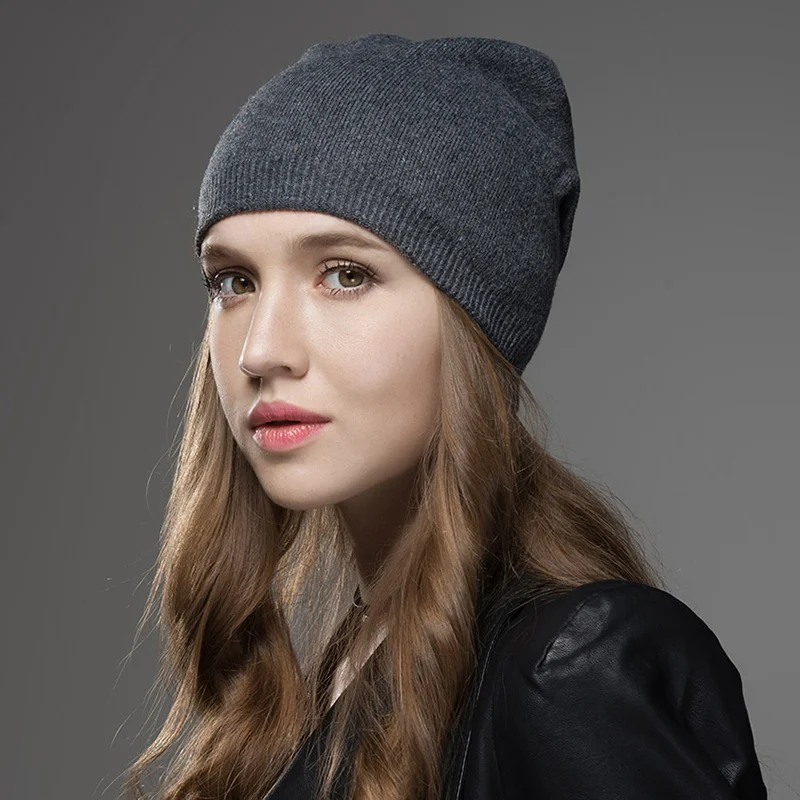 Зимние шапки для женщин новая однотонная шерстяная Асимметричная вязаная Модная брендовая Повседневная теплая шапка женская вязаная Лыжная шапка