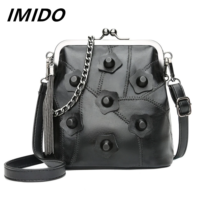 

IMIDO 2019 Summer New Style Fashion Women's Shoulder Crossbody Bag Splice Sheepskin Bucket Travel Shopping Luxury Design Leisure