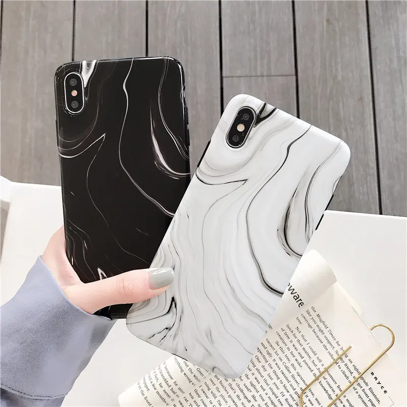 Художественный волнистый мраморный чехол для iPhone X XS Coque XR Max 8 7 6 S Plus Мягкий ТПУ