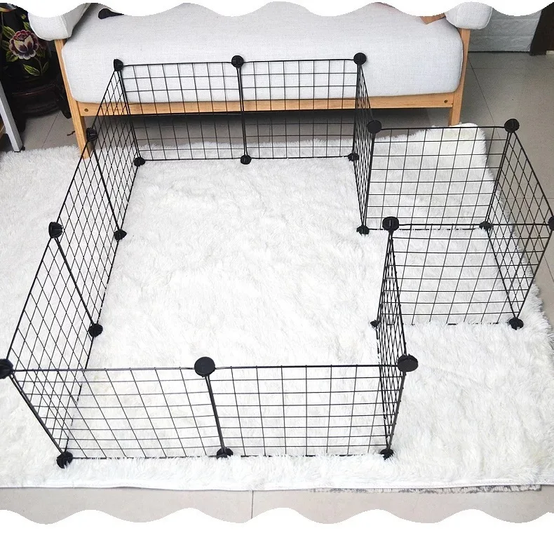 Складной DIY комбинированная клетка из проволочной сетки для питомцев маленькая собачка Тедди клетка для собак кошачий забор клетка многофункциональный забор железная забор для питомцев - Цвет: 12pcs24 buckles