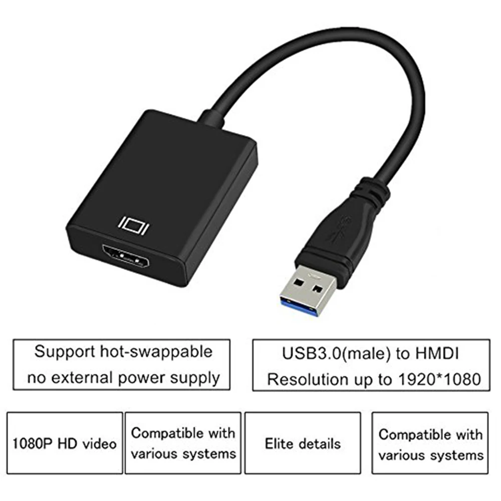 USB 3,0 к HDMI 1080P внешняя видеокарта Кабель-адаптер конвертер кабель ...