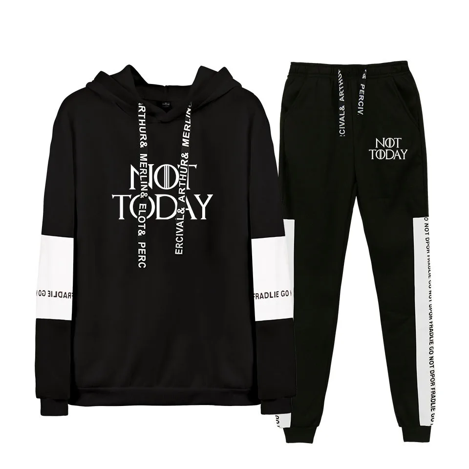

American TV show New not today-arya stark Hoodies Sweatshirt+Korean version trend Sweatpants Sport Suit hot sale casual sets