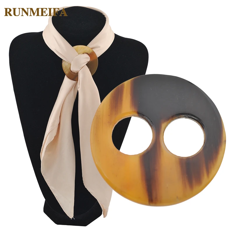 

Natural Ox Horn Silk Scarf Buckle Broches Custom Jewel Round Clip Fastener Scarves Shawl Buckle Ring Elegant Gift For Women