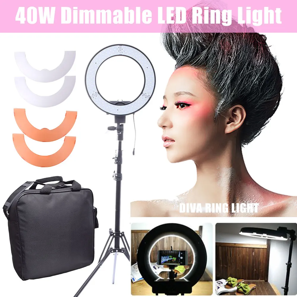 

Studio 13.5" 34cm 40W Dimmable LED Ring Light with 185cm Tripod Stand + Color Filter Photography for Video Photo Lighting Selfie