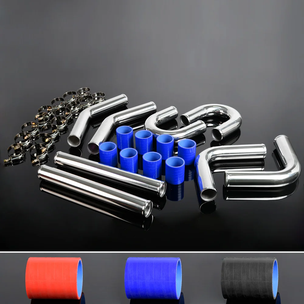 Turbo Intercooler Pipe 3" 76mm Chrome Aluminum Piping + T Clamps