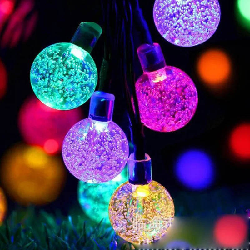 Светодиодные лампы на солнечных батареях, шар, водонепроницаемый, красочная фея, открытый Солнечный свет, сад, Рождественская вечеринка, украшение, солнечные гирлянды