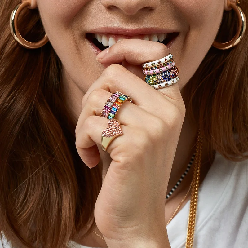 

AOTEMAN big heart ring 2019 fashion women valentines gift dainty elegant cz heart Cocktail Ring fashion finger ring jewelry