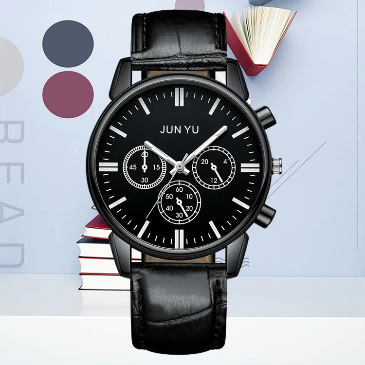 Модные часы для мальчиков Мужской Сплав Синтетическая кожа аналоговые кварцевые Для мужчин спортивные Бизнес часы Для мужчин наручные часы Мужские часы Reloj Y12 - Цвет: Черный