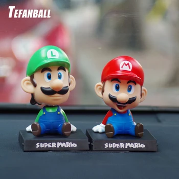 

Funny Super Mario Bros Car Dolls Head Shaking Toy Model Lovely Car Ornaments Auto Interior Decoration Accessories Kids Gift 2019