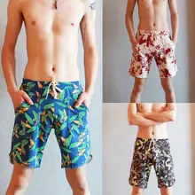 Новинка мужские летние эластичные плавки с принтом Шорты хлопковый пляжный купальник-бандаж пляжные брюки Swinwear m-xl