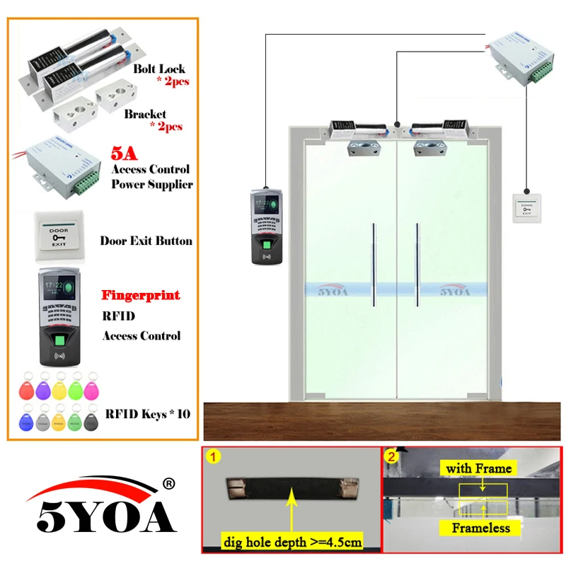 

Fingerprint RFID Access Control System Smart Door Lock Safe Kit Electronic Gate Opener Home Garage Digital Set Eletric Magnetic