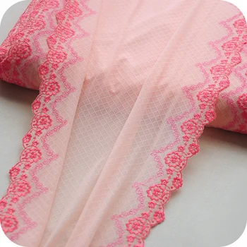 

Free Shipping Pink 5yards/lot 37cm Width Lace Trim Embroidered gauze lace, Antique Lace Fabric with Retro Floral Lace