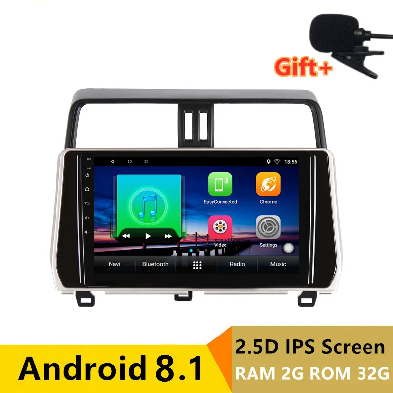 

10" 2+32G 2.5D IPS Android 8.1 Car DVD Multimedia Player GPS For Toyota Prado 150 2018 radio stereo navigation