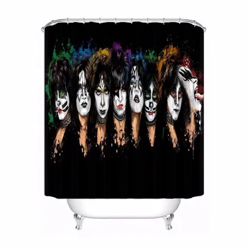

Custom Kiss Band Shower Bath Curtain Mildewproof Waterproof Polyester Various Sizes#0421-21-41