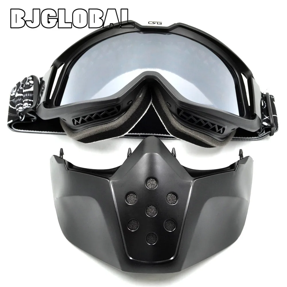 BJGLOBAL Ski Motorcycle Mask Half Goggles Helmets Open Face Detachable Goggle Motocross Motorbike Motor Vintage Glasses