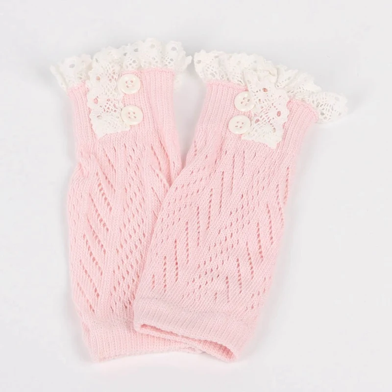 Для девочек Детские Гетры вязаные крючком кружева загрузки манжета для ноги теплые носки для девочек Legwarms - Цвет: PK