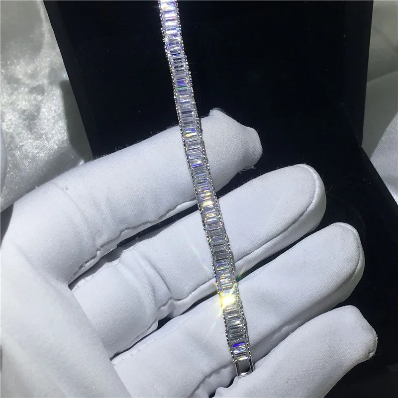 Ручной работы серебряный цвет браслет 5A кубический цирконий Sona Белое Золото Заполненные Браслеты для помолвки для женщин Свадебные аксессуары