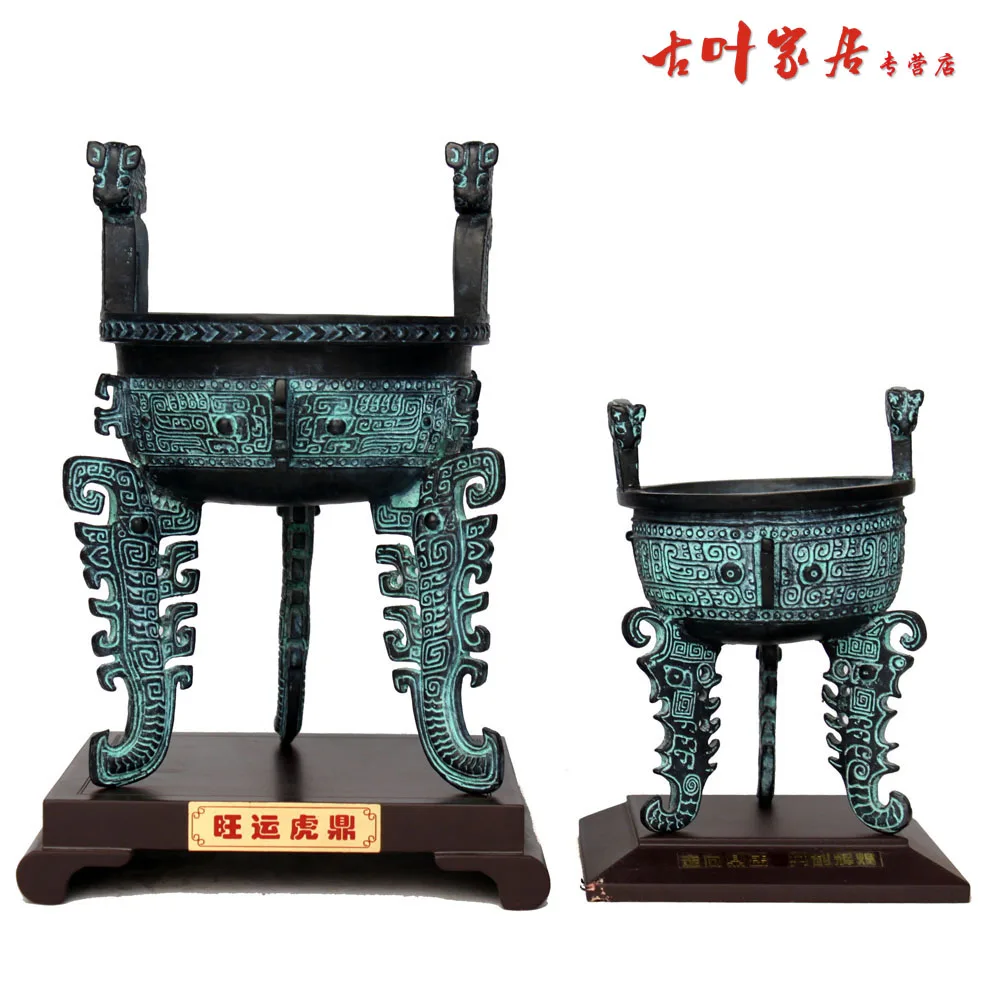 

Bronze device decoration bronze ding tiger ears tripod commercial conference gifts