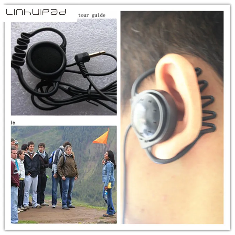 

Linhuipad 100pcs Single Side MONO Hook Earbud Headphone 1-Bud Earpiece for tour guide system,meeting and translation
