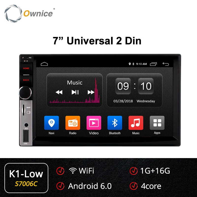 Ownice K1 Android 8,1 gps навигации 2G Оперативная память DVD 2 Din автомагнитолы BT USB универсальный для Nissan Toyota VW peugeot плеер Поддержка 4G - Цвет: S7006 K1-Low