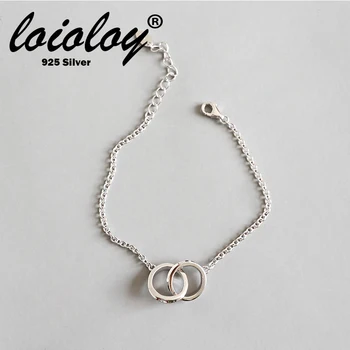 

Loioloy 100% 925 Silver Circles Charm Chain original 925 sterling silver bracelet for Women Authentic Jewelry Pulseira Gift